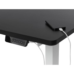 Biurko narożne lewe regulowane elektrycznie 160 x 59 cm biało-czarne DESTINES