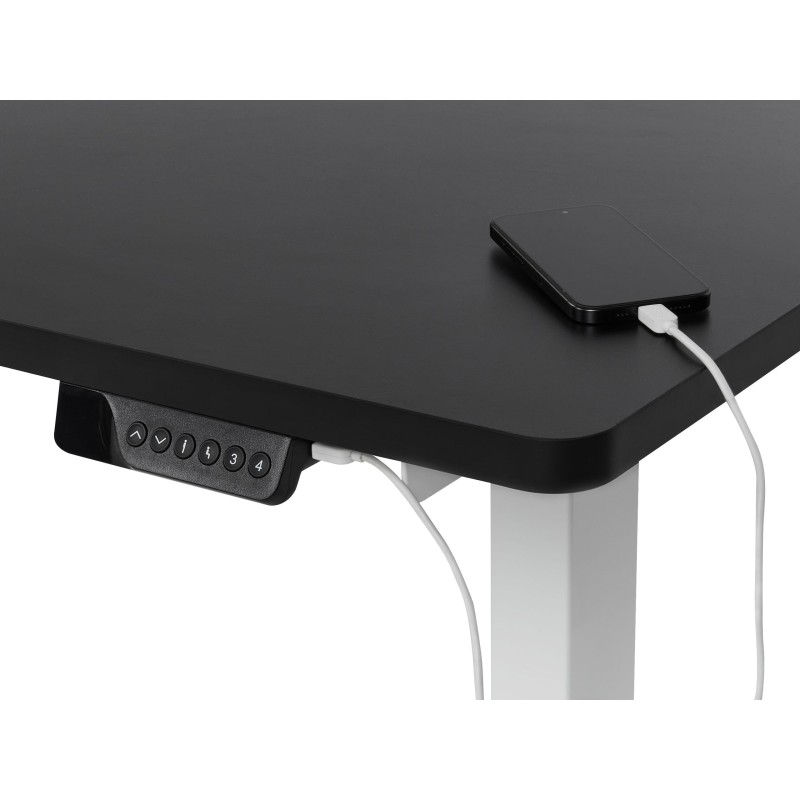 Biurko narożne lewe regulowane elektrycznie 160 x 59 cm biało-czarne DESTINES