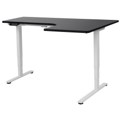 Biurko narożne prawe regulowane elektrycznie 160 x 59 cm biało-czarne DESTINES