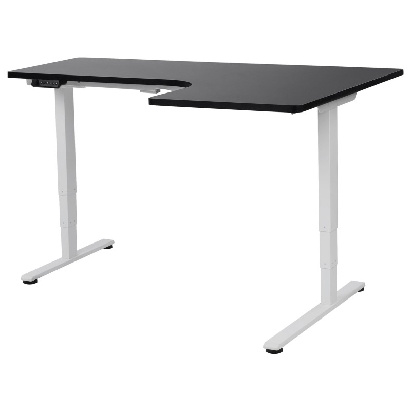 Biurko narożne prawe regulowane elektrycznie 160 x 59 cm biało-czarne DESTINES