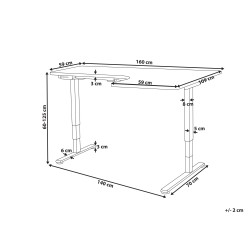Biurko narożne prawe regulowane elektrycznie 160 x 59 cm biało-czarne DESTINES