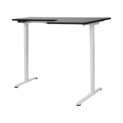 Biurko narożne prawe regulowane elektrycznie 160 x 59 cm biało-czarne DESTINES