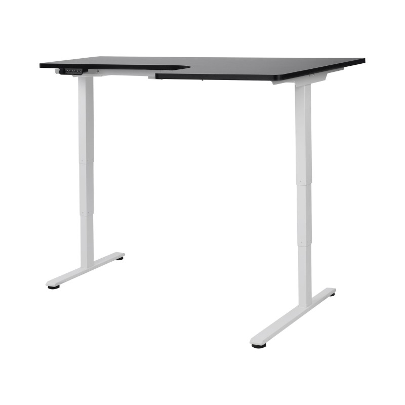 Biurko narożne prawe regulowane elektrycznie 160 x 59 cm biało-czarne DESTINES