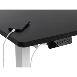 Biurko narożne prawe regulowane elektrycznie 160 x 59 cm biało-czarne DESTINES