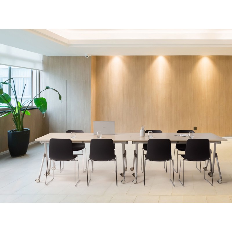 Biurko składane z kółkami 160 x 60 cm jasne drewno z czarny BENDI