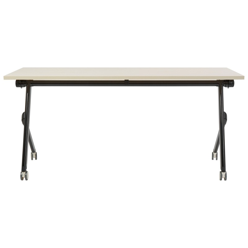 Biurko składane z kółkami 160 x 60 cm jasne drewno z czarny BENDI