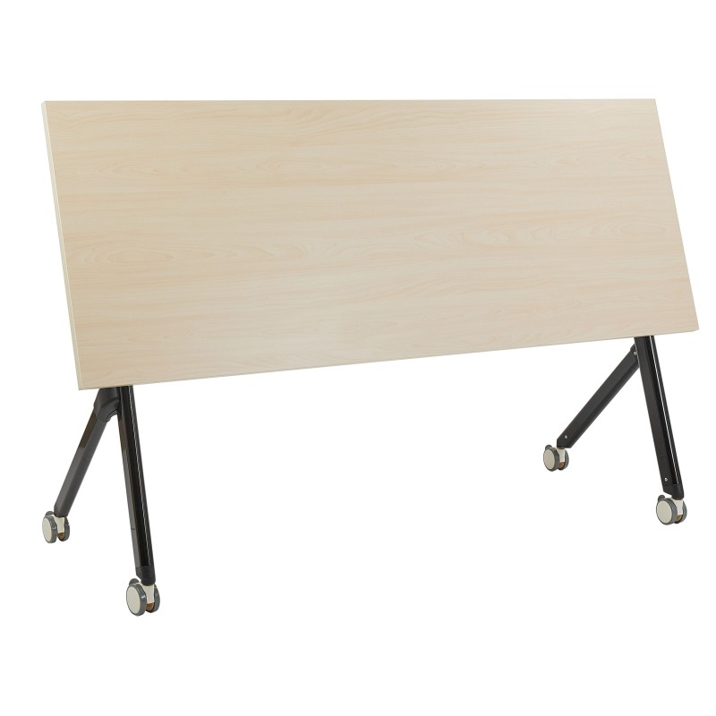 Biurko składane z kółkami 160 x 60 cm jasne drewno z czarny BENDI