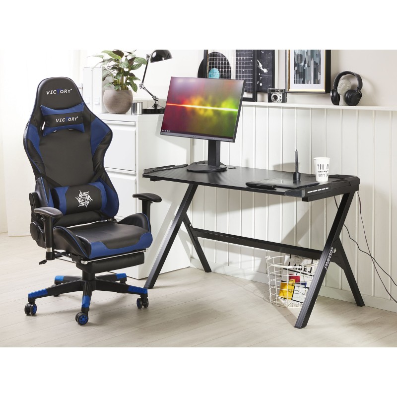 Biurko gamingowe RGB LED 120 x 60 cm czarne DANVERS