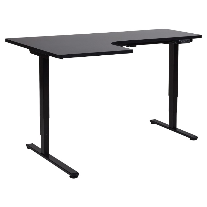 Biurko narożne lewe regulowane elektrycznie 160 x 59 cm czarne DESTINES