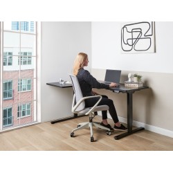 Biurko narożne lewe regulowane elektrycznie 160 x 59 cm czarne DESTINES
