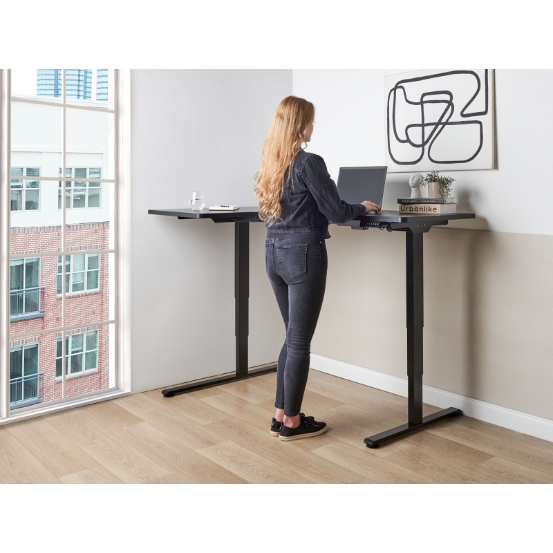 Biurko narożne lewe regulowane elektrycznie 160 x 59 cm czarne DESTINES