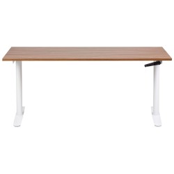 Biurko regulowane manualnie 160 x 72 cm ciemne drewno z białym DESTINAS