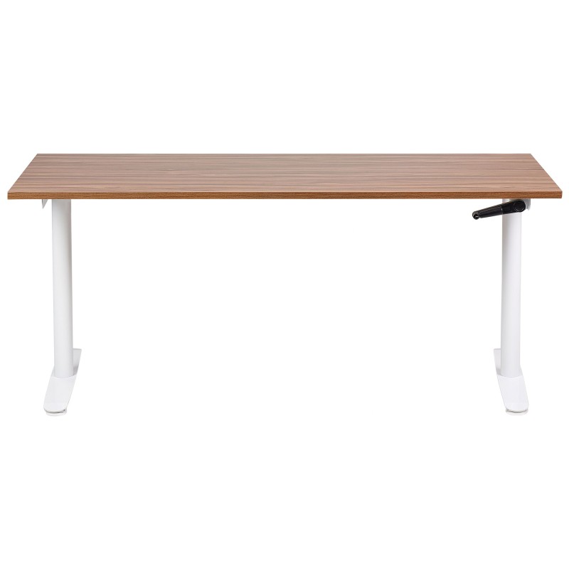 Biurko regulowane manualnie 160 x 72 cm ciemne drewno z białym DESTINAS