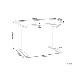 Biurko regulowane manualnie 120 x 72 cm czarno-białe DESTINAS