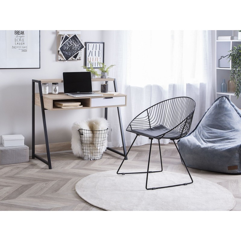 Biurko z szufladą i półką 100 x 50 cm jasne drewno CALVIN