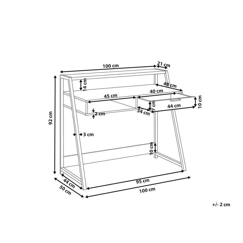 Biurko z szufladą i półką 100 x 50 cm jasne drewno CALVIN
