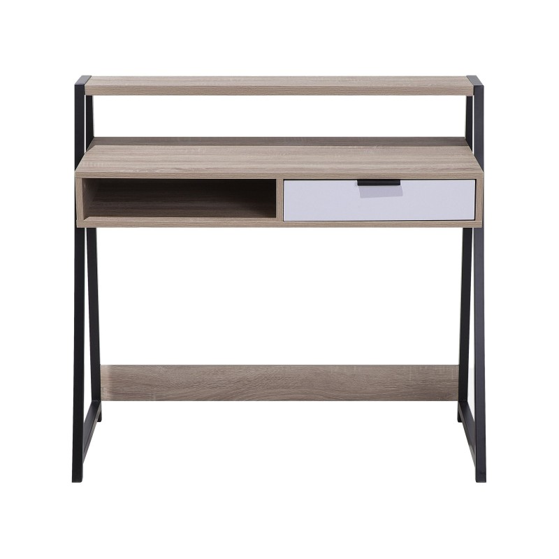 Biurko z szufladą i półką 100 x 50 cm jasne drewno CALVIN