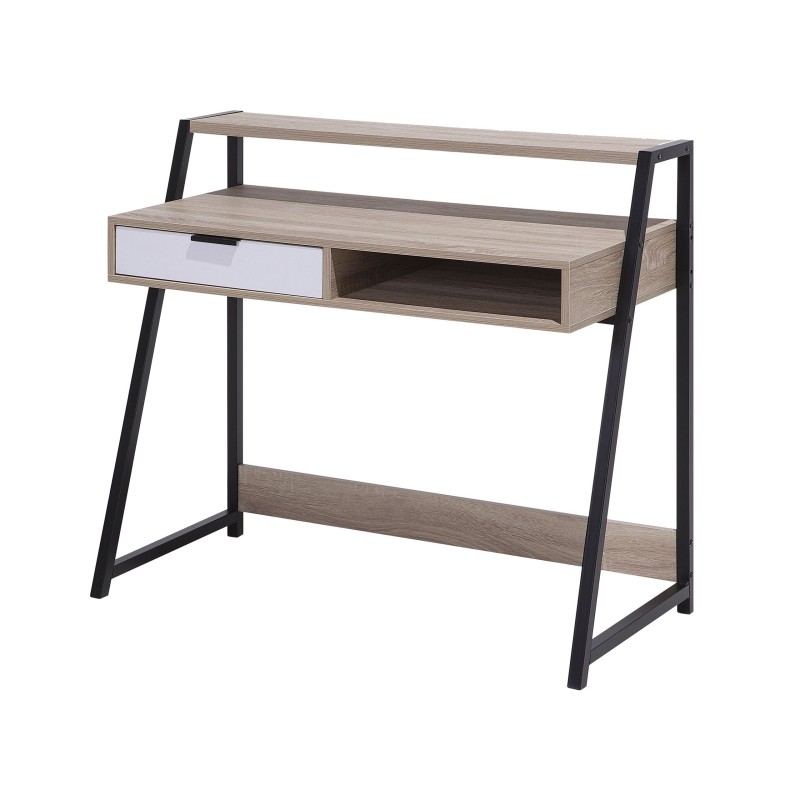 Biurko z szufladą i półką 100 x 50 cm jasne drewno CALVIN