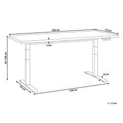 Biurko regulowane elektrycznie 160 x 72 cm czarne DESTINES