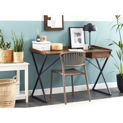 Biurko z szufladą 120 x 54 cm ciemne drewno z czarnym NOXON