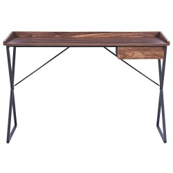 Biurko z szufladą 120 x 54 cm ciemne drewno z czarnym NOXON