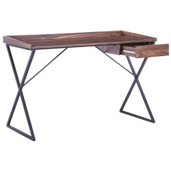 Biurko z szufladą 120 x 54 cm ciemne drewno z czarnym NOXON