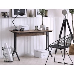 Biurko 120 x 48 cm beżowoszary drewno z czarnym CREEK