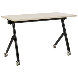 Biurko składane z kółkami 120 x 60 cm jasne drewno z czarnym BENDI