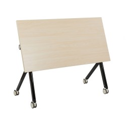 Biurko składane z kółkami 120 x 60 cm jasne drewno z czarnym BENDI