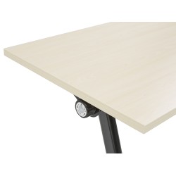 Biurko składane z kółkami 120 x 60 cm jasne drewno z czarnym BENDI