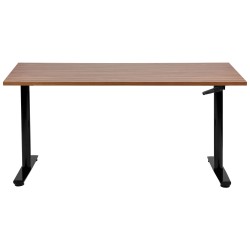 Biurko regulowane manualnie 160 x 72 cm ciemne drewno z czarnym DESTINAS