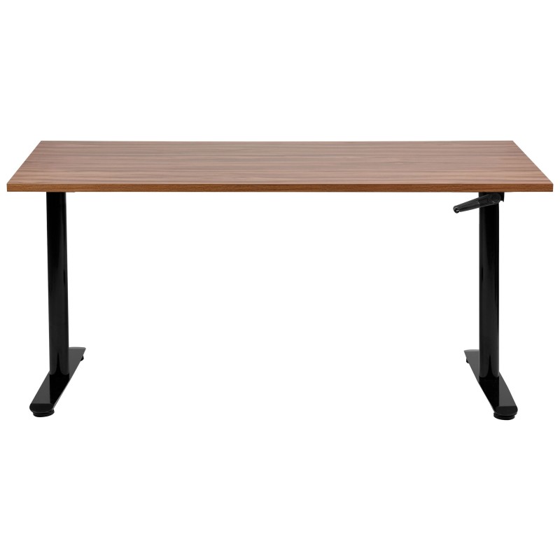 Biurko regulowane manualnie 160 x 72 cm ciemne drewno z czarnym DESTINAS