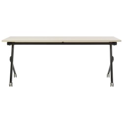 Biurko składane z kółkami 180 x 60 cm jasne drewno z czarnym BENDI