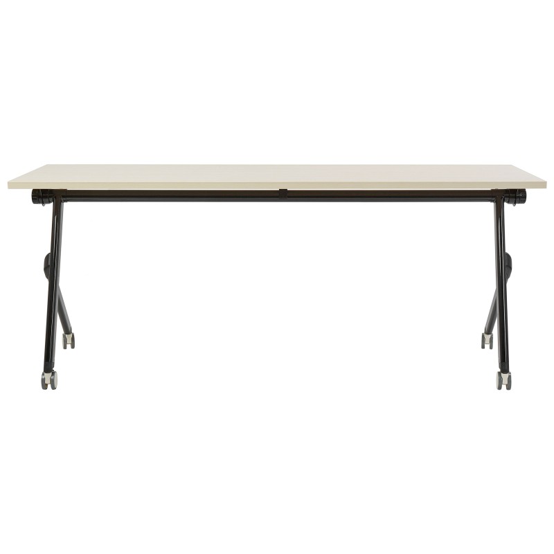 Biurko składane z kółkami 180 x 60 cm jasne drewno z czarnym BENDI