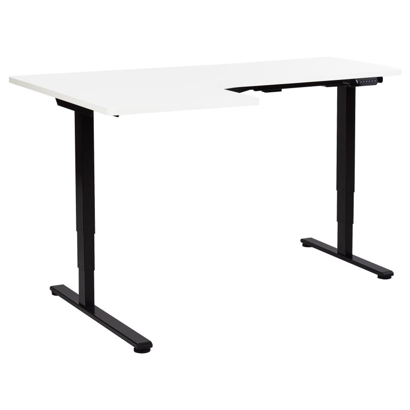 Biurko narożne lewe regulowane elektrycznie 160 x 59 cm czarno-białe DESTINES