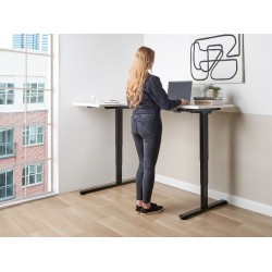 Biurko narożne lewe regulowane elektrycznie 160 x 59 cm czarno-białe DESTINES