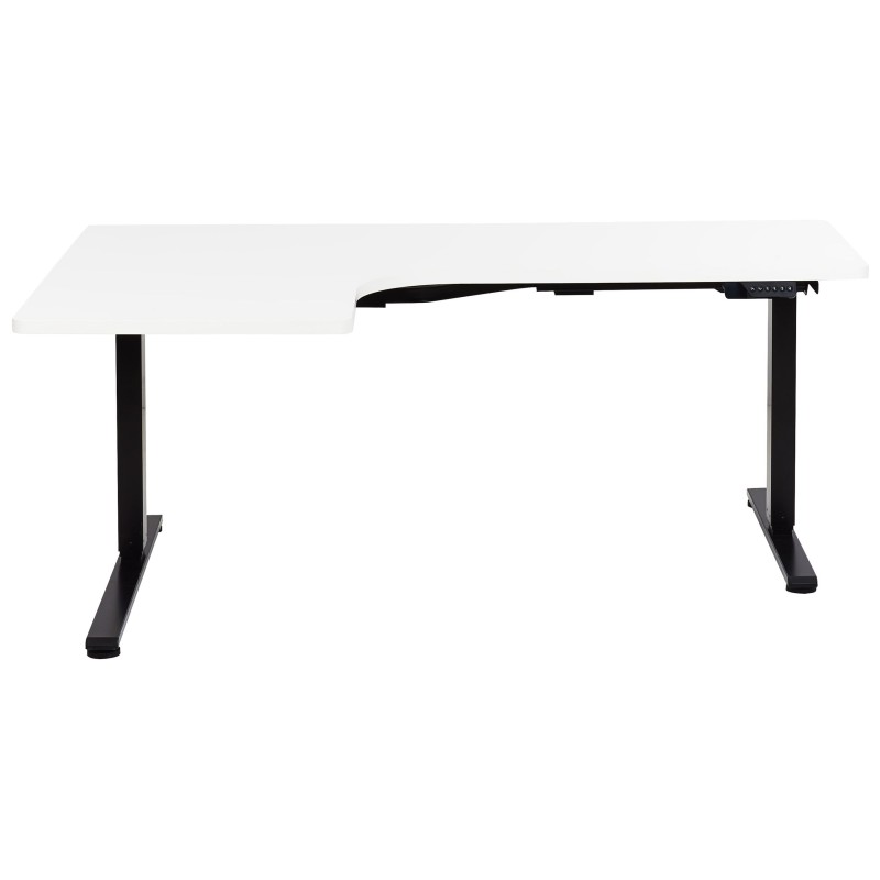 Biurko narożne lewe regulowane elektrycznie 160 x 59 cm czarno-białe DESTINES