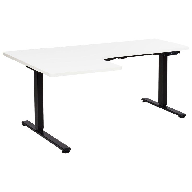 Biurko narożne lewe regulowane elektrycznie 160 x 59 cm czarno-białe DESTINES