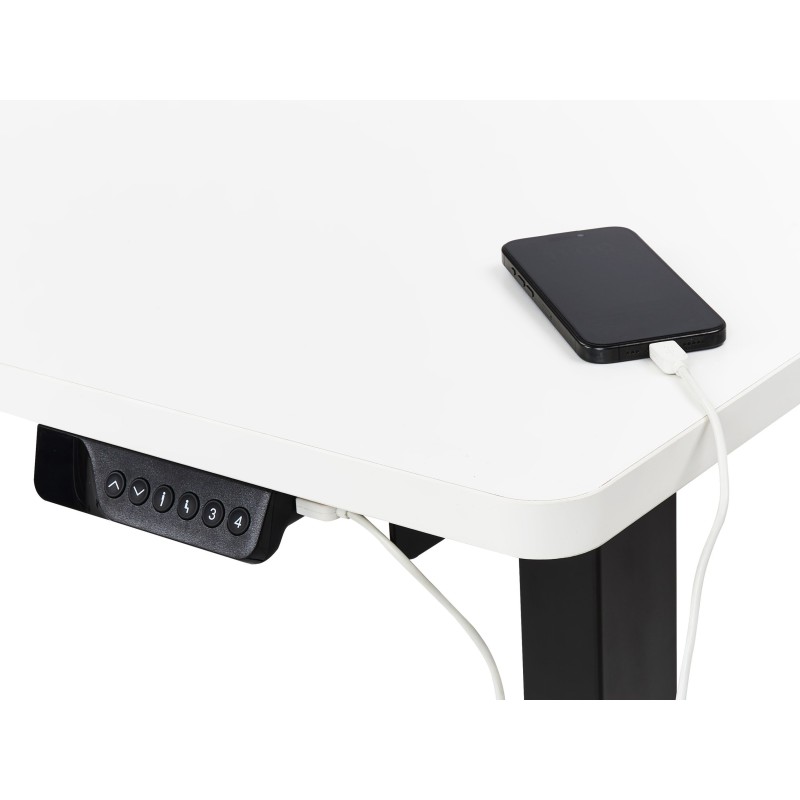 Biurko narożne lewe regulowane elektrycznie 160 x 59 cm czarno-białe DESTINES