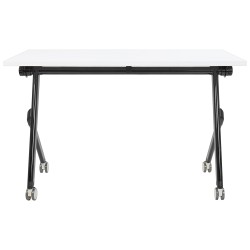 Biurko składane z kółkami 120 x 60 cm białe z czarnym BENDI