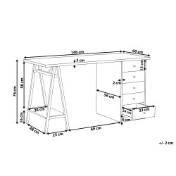 Biurko z szufladami 140 x 60 cm jasne drewno HEBER