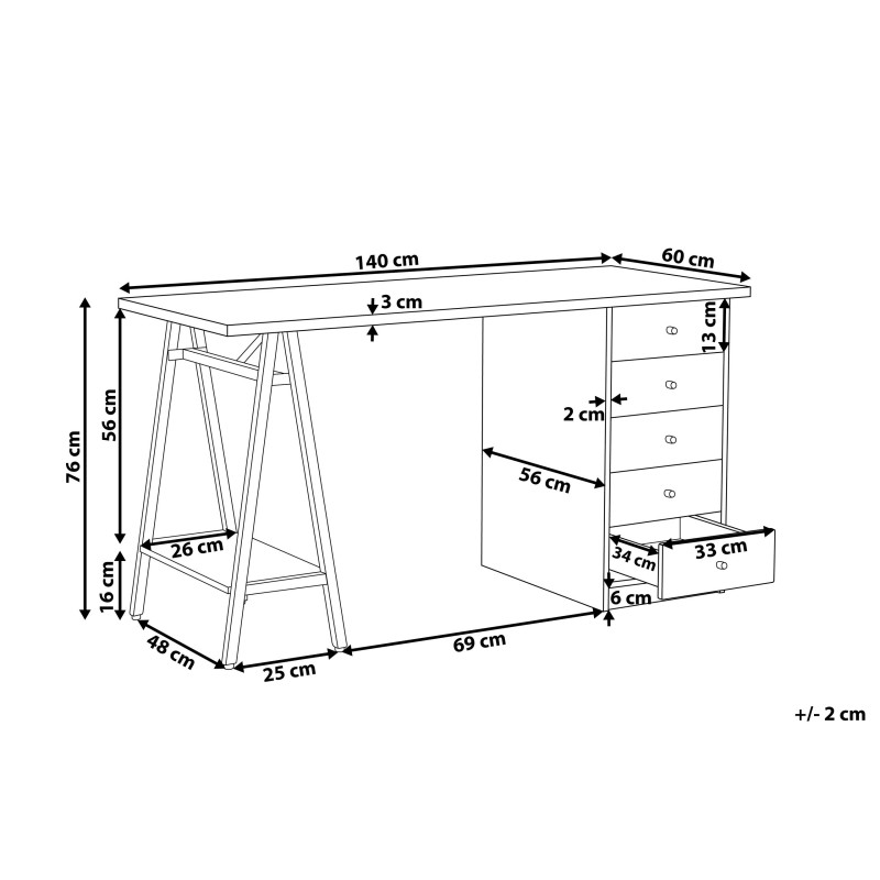 Biurko z szufladami 140 x 60 cm jasne drewno HEBER