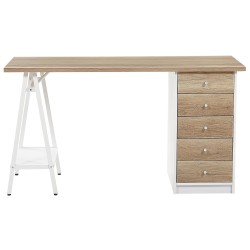 Biurko z szufladami 140 x 60 cm jasne drewno HEBER