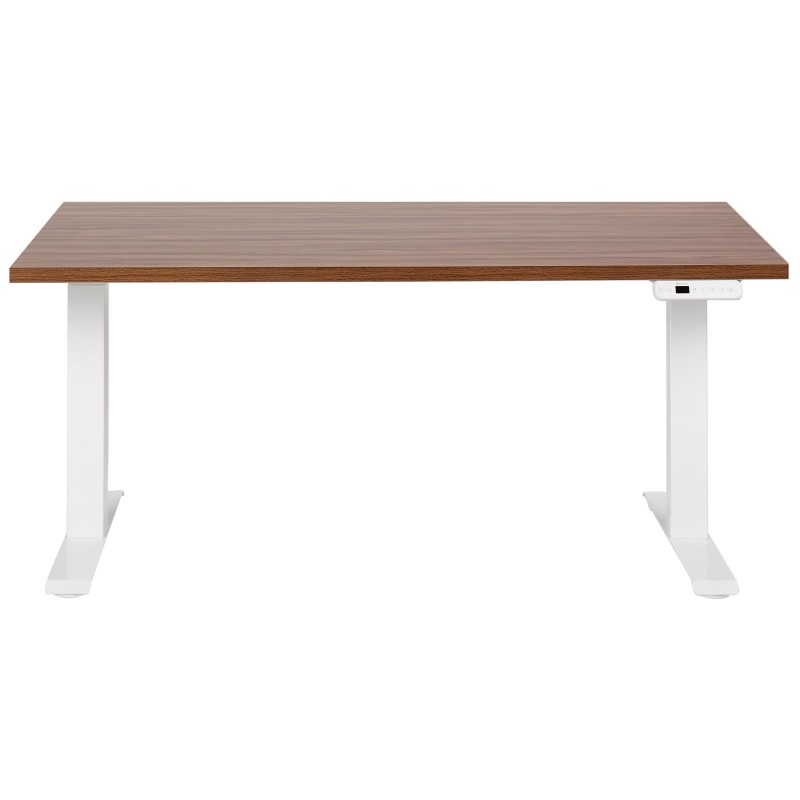 Biurko regulowane elektrycznie 160 x 72 cm ciemne drewno z białym DESTINES