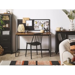 Biurko 118 x 60 cm ciemne drewno z czarnym VINCE