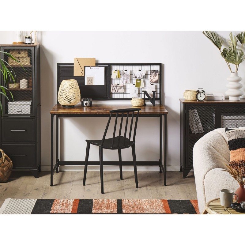 Biurko 118 x 60 cm ciemne drewno z czarnym VINCE