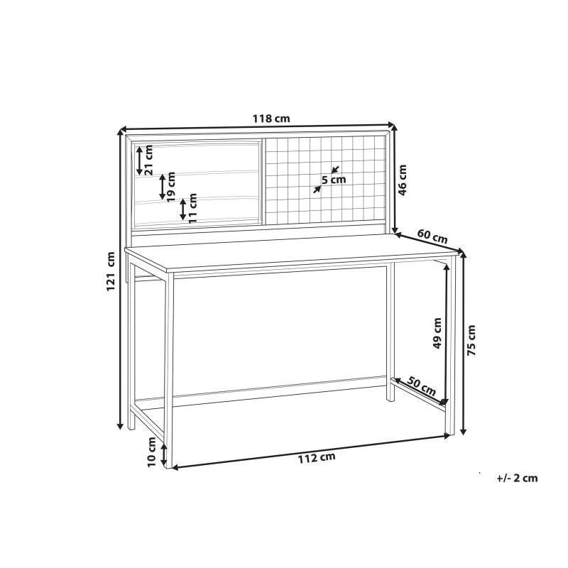 Biurko 118 x 60 cm ciemne drewno z czarnym VINCE