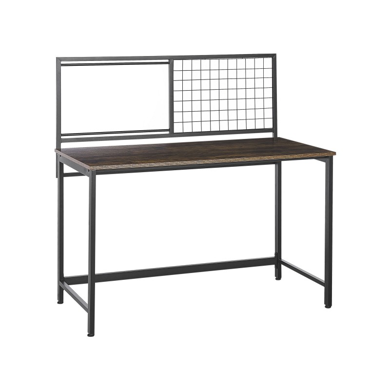 Biurko 118 x 60 cm ciemne drewno z czarnym VINCE