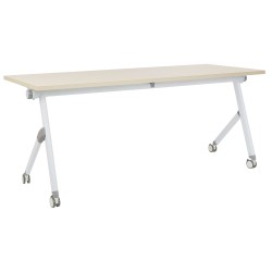 Biurko składane z kółkami 180 x 60 cm jasne drewno z białym BENDI