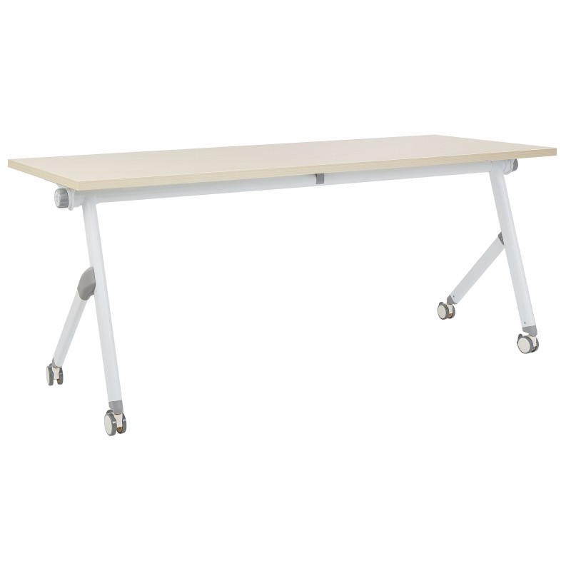 Biurko składane z kółkami 180 x 60 cm jasne drewno z białym BENDI